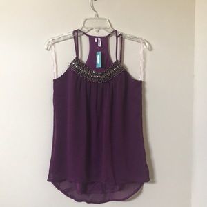 🚨NWT🚨Studio Y Jeweled Strappy Chiffon Tank - S